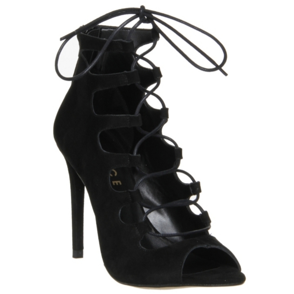 black stiletto heels